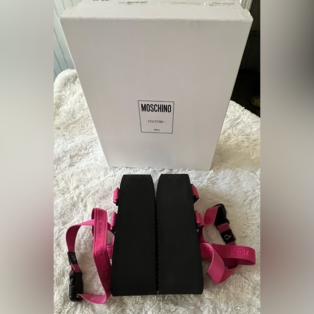 16145766 Moschino Logo Strap Platform Sandals Women’s size 39/8.5 Authenticated - Picture 3 of 10
